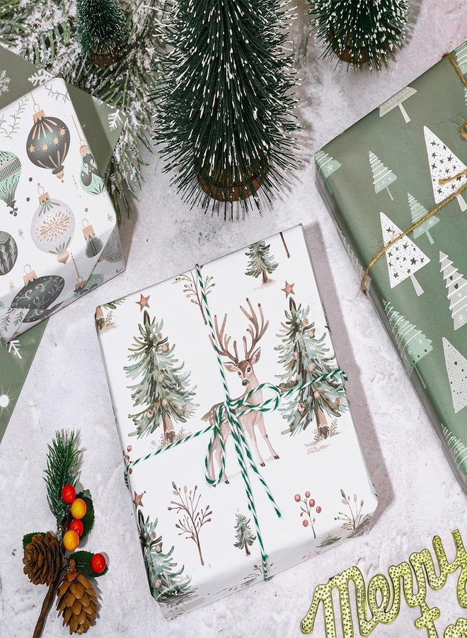 وولاين ورق تغليف هدايا عيد الميلاد من والين، 8 أوراق - ليس لفة - أخضر فاتح، مزين برسومات شجرة عيد الميلاد، كرة، ندفة ثلج، غزال، مطوي بشكل مسطح، مثالي للأعمال اليدوية، مناسب لأعياد الميلاد الشتوية، مقاس 19.7 × 27.6 بوصة - Image 5